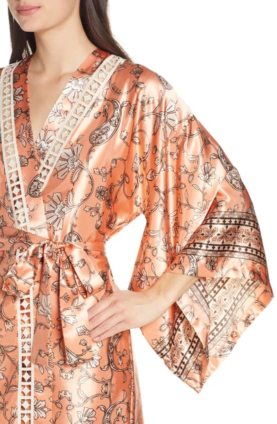 Shop Midnight Bakery Satin Wrap In Bohemian Print- Peach