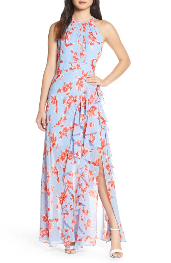 eliza j ruffle maxi dress