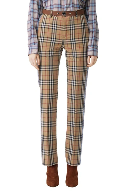 Shop Burberry Dana Archive Check Print Cotton Pants In Archive Beige