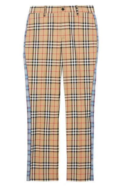 Shop Burberry Dana Archive Check Print Cotton Pants In Archive Beige