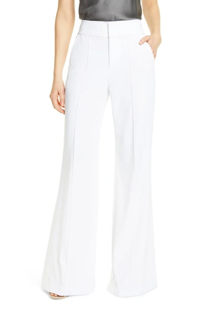 Shop Alice And Olivia Dawn Center Seam Wide Leg Flared Pants In White