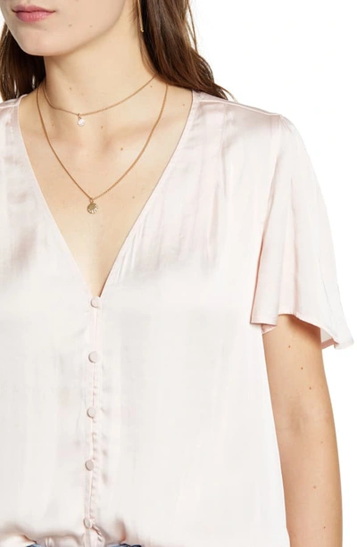 Shop Paige Kelly Flutter Sleeve Top In Crystal Pink