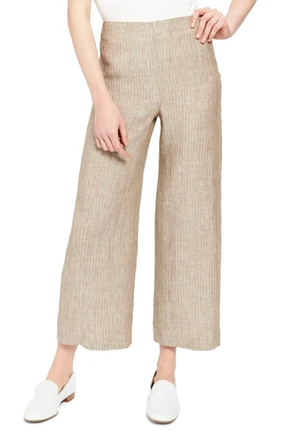 Shop Theory Clean Crop Stripe Wide Leg Linen Pants In Multi