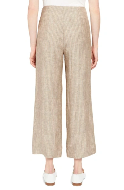 Shop Theory Clean Crop Stripe Wide Leg Linen Pants In Multi