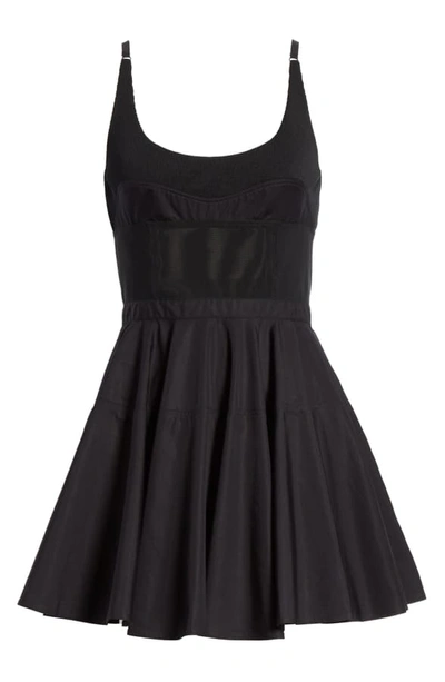 Shop Alexander Wang Mixed Media Fit & Flare Minidress In Black