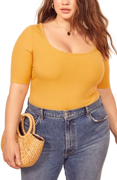 Shop Reformation Delia Ribbed Top In Sunflower