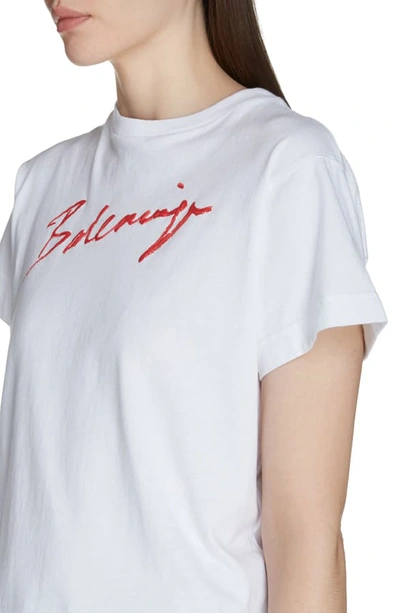 Shop Balenciaga Lipstick Logo Tee In White/ Red