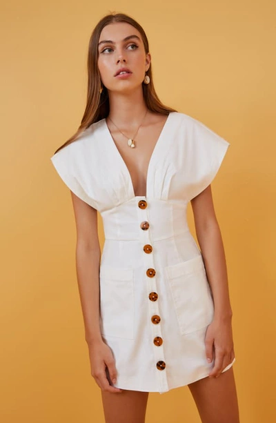 Shop Finders Keepers Jade Button Front Minidress In Ivory