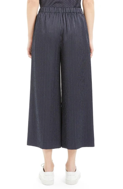 Shop Theory Raoka Stripe Wide Leg Crop Silk Pants In Deep Navy Multi