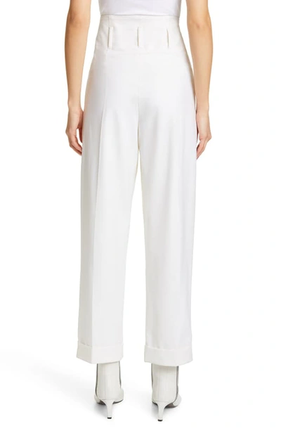 Shop Brunello Cucinelli High Pleated Waist Cuffed Ankle Pants In White