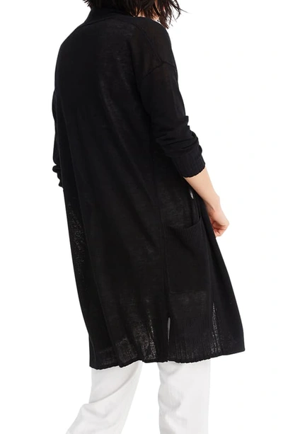 Shop Jcrew Open Linen Blend Cardigan Sweater In Black