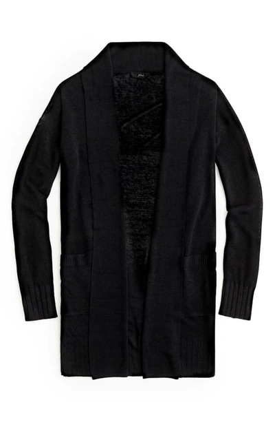 Shop Jcrew Open Linen Blend Cardigan Sweater In Black