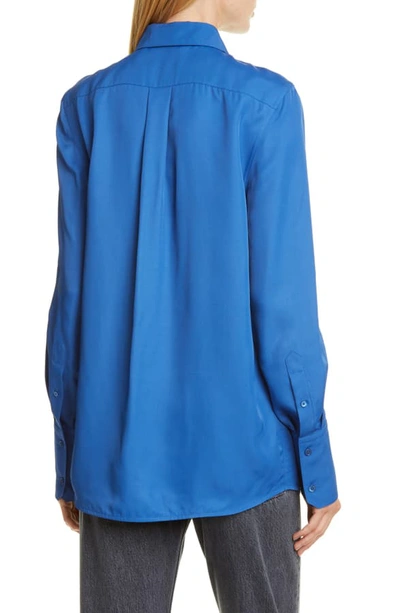 Shop Helmut Lang Point Collar Longline Shirt In Cobalt