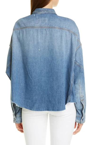 Shop R13 Distressed Crop Denim Shirt In Brindley