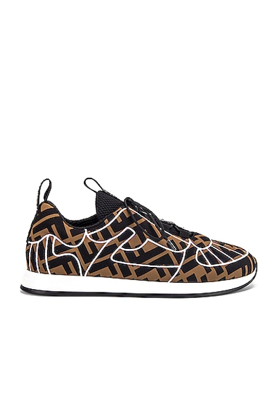 Shop Fendi Ffreedom Logo Sneakers In Brown & Black