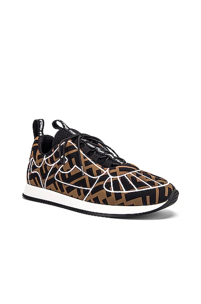 Fendi Ffreedom Logo Embroidered Trainer In Brown & Black