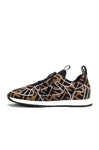 Fendi Ffreedom Logo Embroidered Trainer In Brown & Black