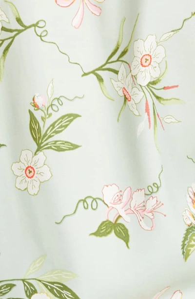 Shop Rebecca Taylor Lita Floral Tie Sleeve Silk Blend Blouse In Mint