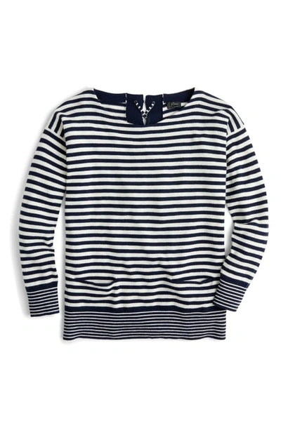 Shop Jcrew Tie-back Cashmere Pullover Sweater In Navy Ivory