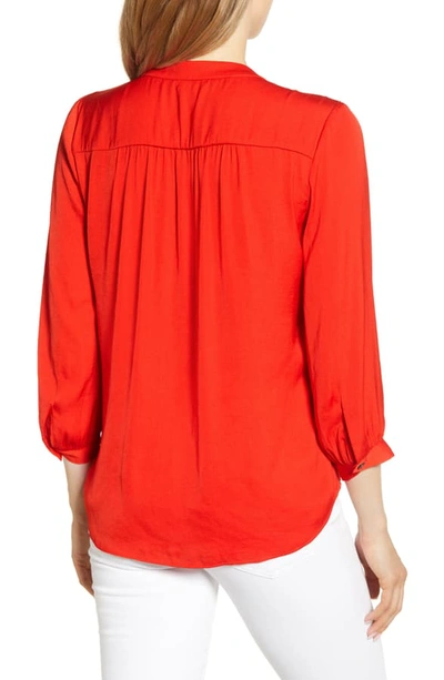 Shop Vince Camuto Rumple Fabric Blouse In Crimson Red