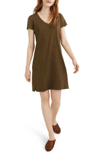 Shop Madewell Northside V-neck T-shirt Dress In Kale