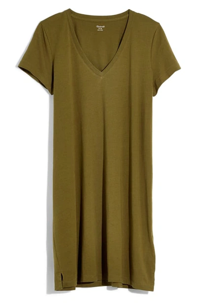 Shop Madewell Northside V-neck T-shirt Dress In Kale