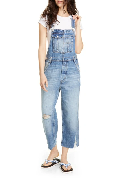 Shop Free People Baggy Boyfriend Overalls In Blue