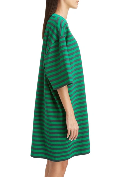 Shop Marc Jacobs The Striped T-shirt Dress In Green Multi