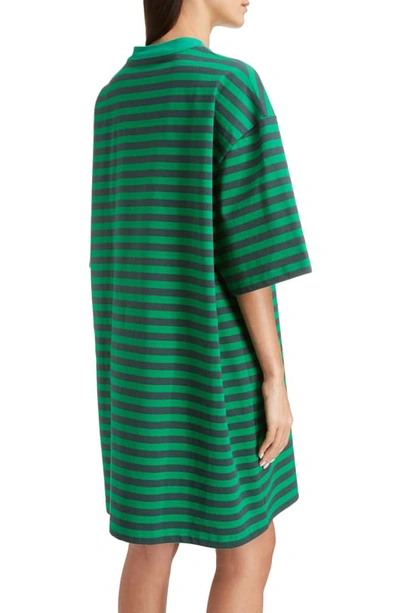 Shop Marc Jacobs The Striped T-shirt Dress In Green Multi