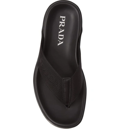 Shop Prada Spazzolato Flip Flop In Nero