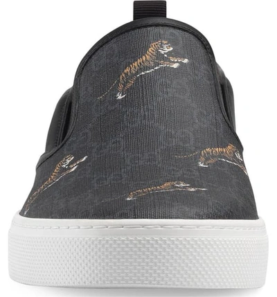 Shop Gucci Tiger Printslip-on Sneaker In Black