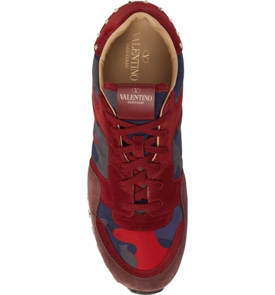 Shop Valentino Studded Sneaker In Red Multi