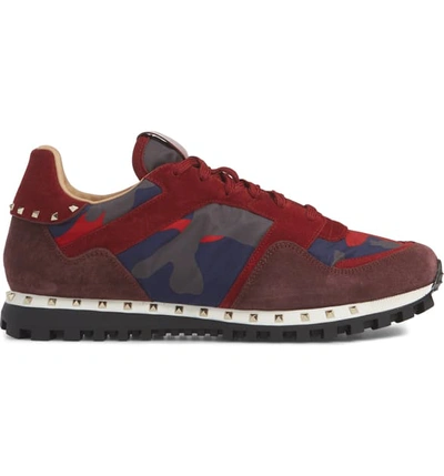 Shop Valentino Studded Sneaker In Red Multi