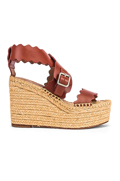 Shop Chloé Leather Wedges In Sepia Brown