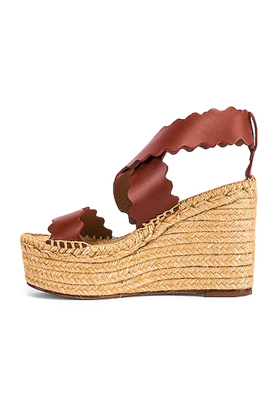 Shop Chloé Leather Wedges In Sepia Brown