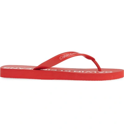 Shop Calvin Klein Jeans Est.1978 Errol Flip Flop In Tomato