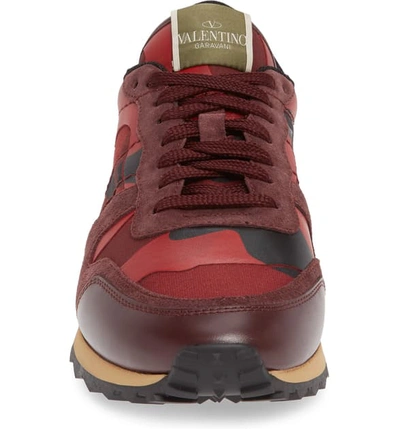 Shop Valentino Camo Rockrunner Sneaker In Red Multi