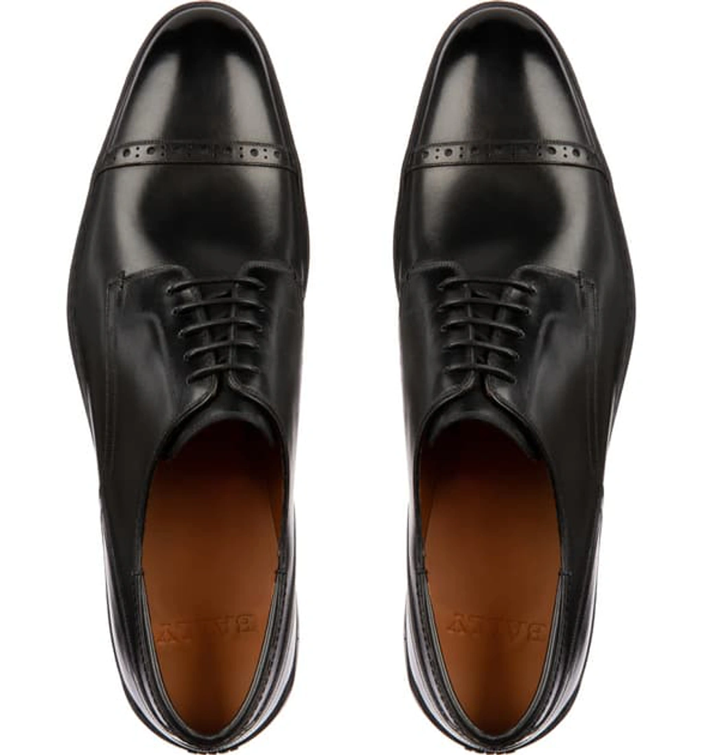 Bally Men s Reigan Brogue Leather Cap toe Oxfords In 0100 Black ModeSens