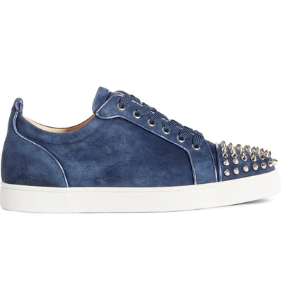 Shop Christian Louboutin Louis Junior Spikes Sneaker In Bavarois/ Blue
