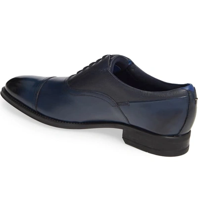 Shop Ted Baker Sibits Cap Toe Oxford In Dark Blue Leather
