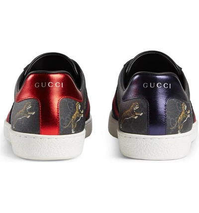 Shop Gucci New Ace Tiger Printsneaker In Black