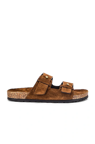 Shop Saint Laurent Jimmy Buckle Sandals In Land