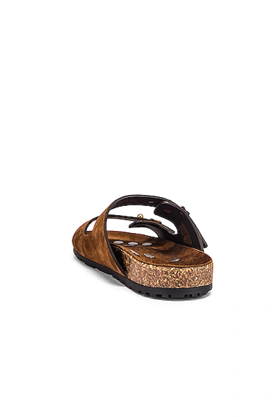 Shop Saint Laurent Jimmy Buckle Sandals In Land