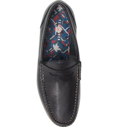 Shop Ted Baker Xaponl Penny Loafer In Dark Blue Leather