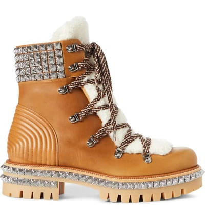 Shop Christian Louboutin Yeti Genuine Shearling Hiking Boot In Terra/ Gun