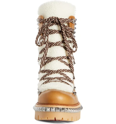 Shop Christian Louboutin Yeti Genuine Shearling Hiking Boot In Terra/ Gun