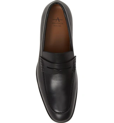 Shop Aquatalia Adamo Penny Loafer In Black Leather