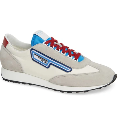 Shop Prada Retro Trainer Sneaker In White/ Blue