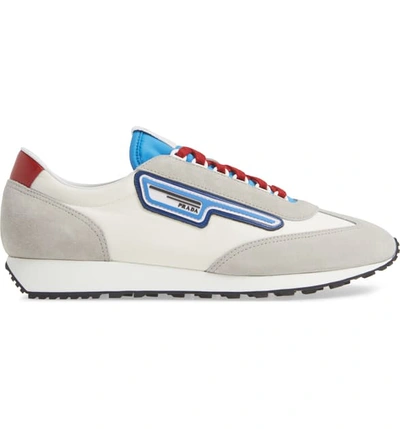 Shop Prada Retro Trainer Sneaker In White/ Blue