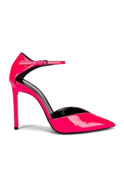 Shop Saint Laurent Anja Ankle Strap Heels In Fuchsia Fluo